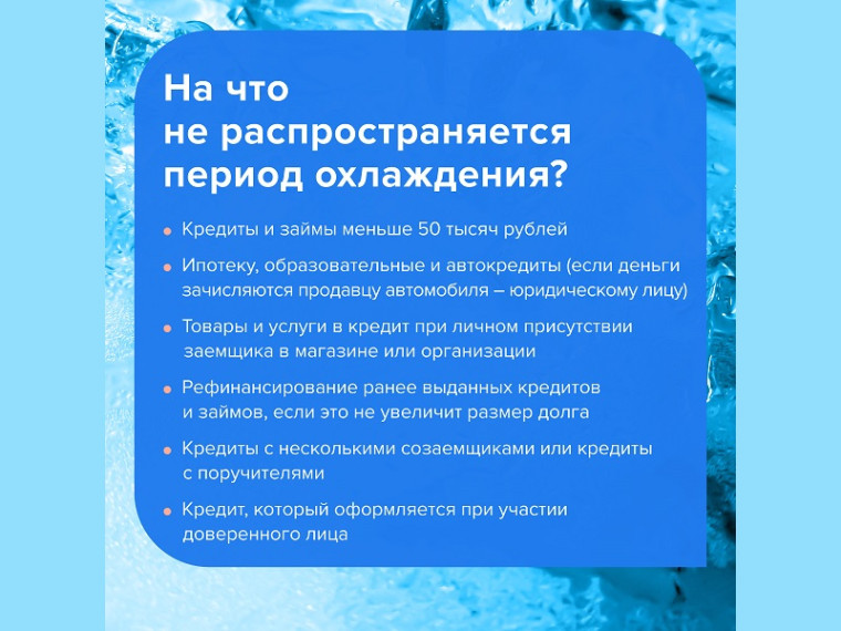 О периоде охлаждения по кредитам и займам.